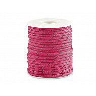 Polyester Cord Ø4 mm with Reflective Thread (roll 5 m) - raspberry