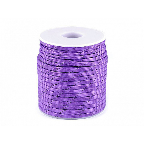 Polyester Cord Ø4 mm with Reflective Thread (roll 5 m) - blackviolet