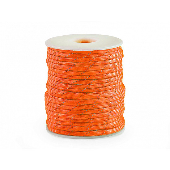 Polyester Cord Ø4 mm with Reflective Thread (roll 5 m) - orange reflective