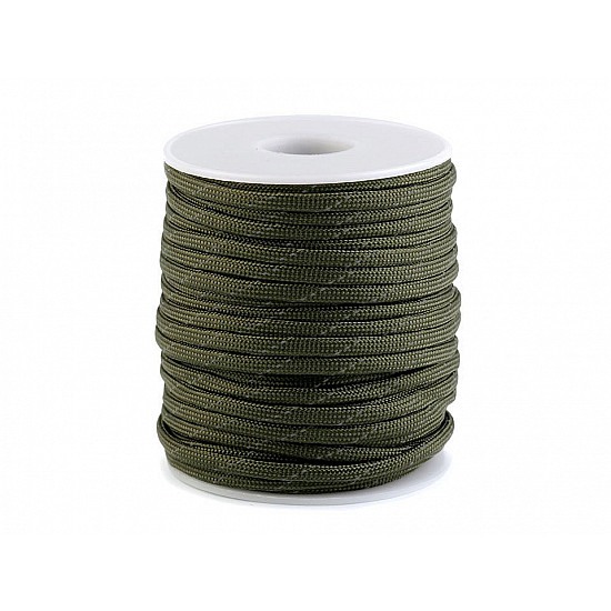 Polyester Cord Ø4 mm with Reflective Thread (roll 5 m) - green