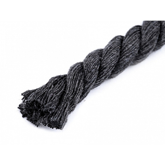 Twisted Cotton Cord / Rope Ø12 mm (roll 10 m) - gray - dark