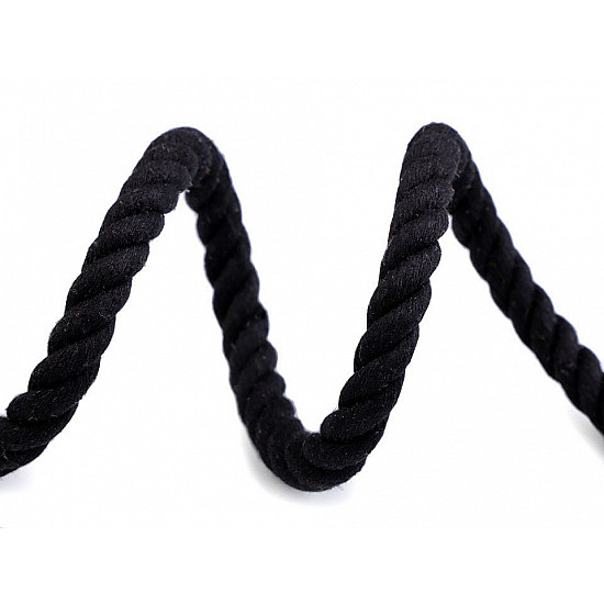 Cotton Twisted Cord / Rope Ø10 mm firm (sold by the meter) - black