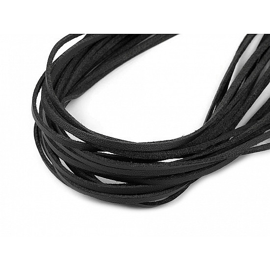 Imitation Leather Flat String width 2.5 mm (package 10 pc. x 1 m) - black