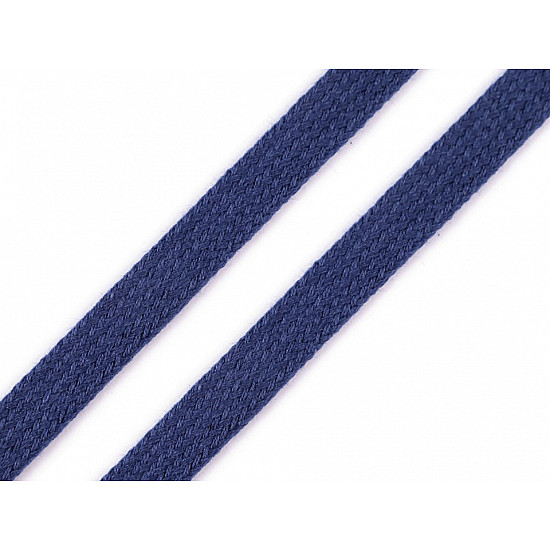 Flat Cotton Cord / String width 12 mm (sold by the meter) - blue dark