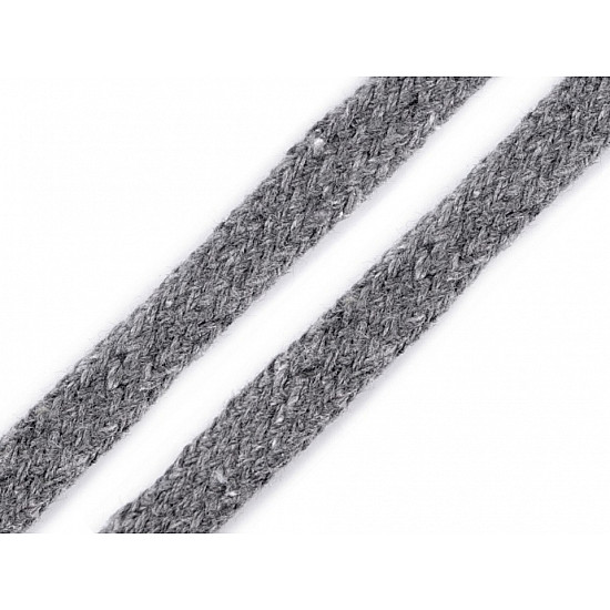 Cotton Cord flat width 10 mm (card 10 m) - lightgrey