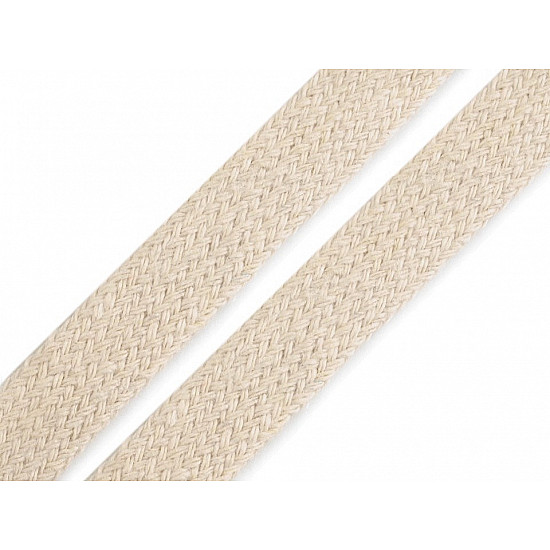 Flat Cotton Cord width 12-15 mm (card 10 m) - ecru light