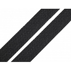 Flat Cotton Cord width 12-15 mm (card 10 m) - black