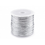 Flat Hollow Cord with Lurex width 2 mm (roll 30 m) - silver