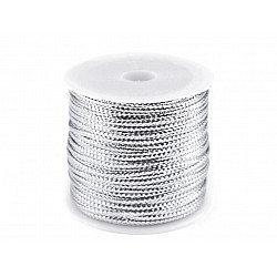 Flat Hollow Cord with Lurex width 2 mm (roll 30 m) - silver