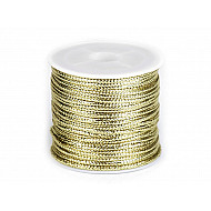 Flat Hollow Cord with Lurex width 2 mm (roll 30 m) - gold