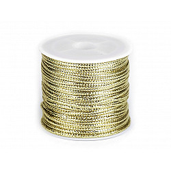 Flat Hollow Cord with Lurex width 2 mm (roll 30 m) - gold