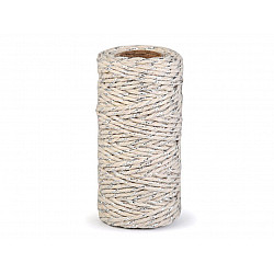 Twisted Twine / String with Lurex Ø1.5 mm - ecru light - silver