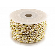 Twisted Cord with Lurex Ø3 mm (roll 10 m) - creamy light - gold