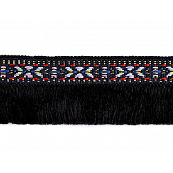 Gypsy Bohemian Boho Fringe Trim / Ethnic Trim width 35 mm - black, 1 ml.