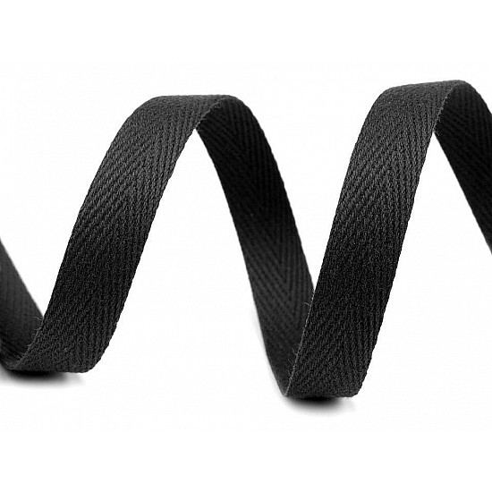 Herringbone Twill Tape width 10 mm - Black