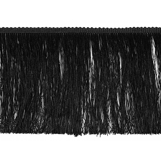 Fringe, glossy, thick width 15.5 cm - black, 1 ml.