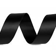 Double Face Satin Ribbon width 24 mm matt - black, 20 ml.