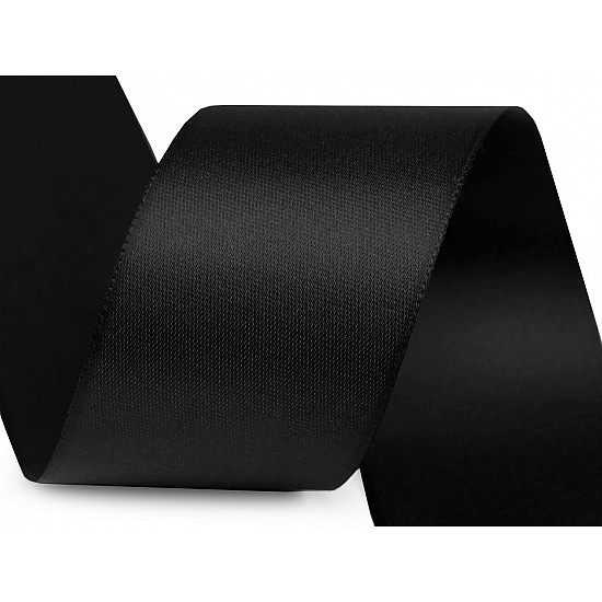 Double Face Satin Ribbon width 40 mm matt - black, 20 ml.