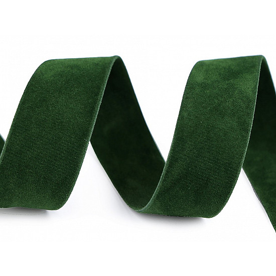 Velvet Ribbon width 25 mm, double-sided - green, 1 ml.