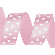 Satin Ribbon 25 mm Polka Dots - pale pink, 10 ml.