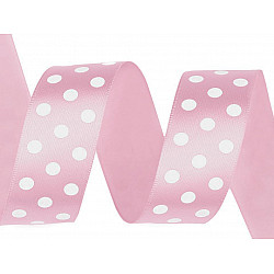 Satin Ribbon 25 mm Polka Dots - pale pink, 10 ml.