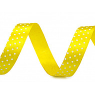 Satin Ribbon with Polka Dots width 15 mm - yellow, 22.5 ml.