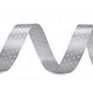 Satin Ribbon with Polka Dots width 15 mm - lightgrey, 22.5 ml.