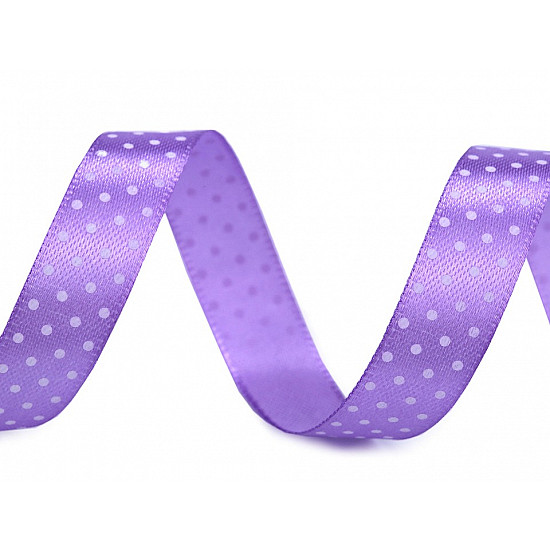 Satin Ribbon with Polka Dots width 15 mm - violet lilac, 22.5 ml.