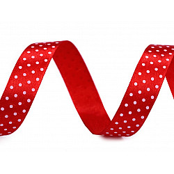 Satin Ribbon with Polka Dots width 15 mm - red, 22.5 ml.