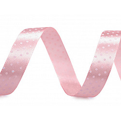 Satin Ribbon with Polka Dots width 15 mm - light pink, 22.5 ml.