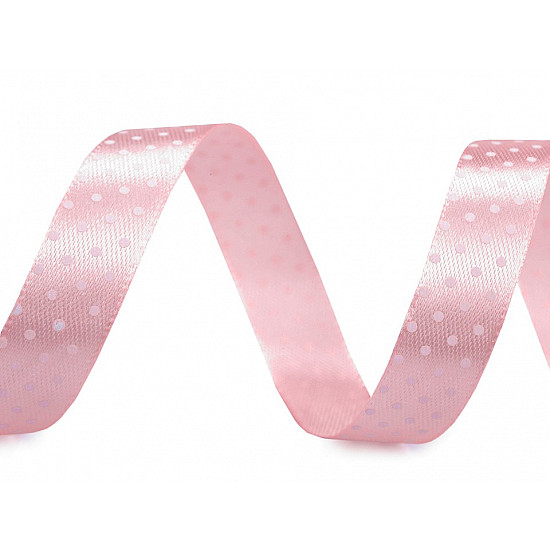 Satin Ribbon with Polka Dots width 15 mm - light pink, 22.5 ml.