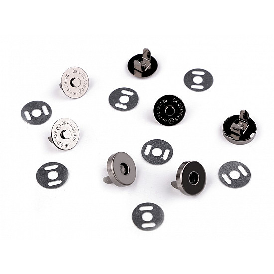 Magnetic Snap Closures Ø14 mm black nickel, nickel antik, 5 set