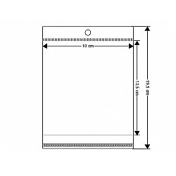 Clear Plastic Self-Adhesive Seal Bags w/ Hang Hole 10x13.5 cm (package 100 pc.)