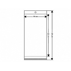 Clear Plastic Self-Adhesive Seal Bags w/ Hang Hole 10x22 cm (package 100 pc.)