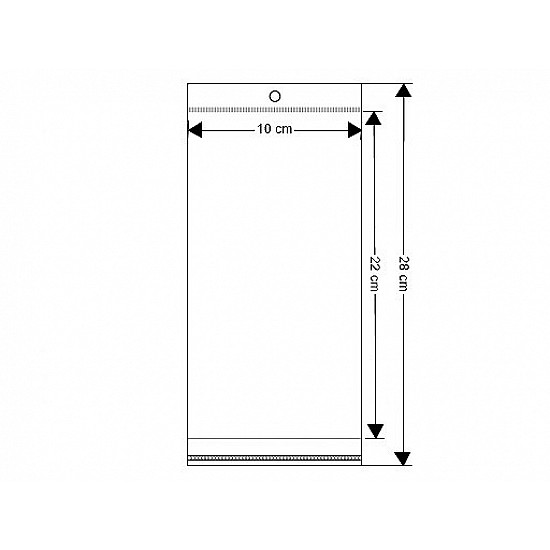 Clear Plastic Self-Adhesive Seal Bags w/ Hang Hole 10x22 cm (package 100 pc.)