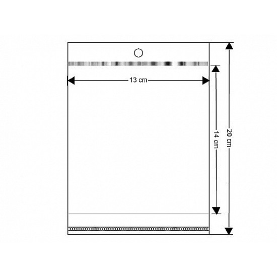 Clear Plastic Self-Adhesive Seal Bags w/ Hang Hole 13x14 cm (package 100 pc.)