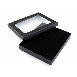 Jewellery Paper Box with transparent lid 3x16x19 cm padded black