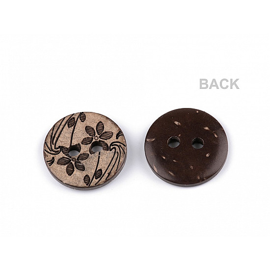 Coconut Button size 24 flower, natural medium, 10 pc.