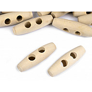 Wooden Toggle Button 12x40 mm, ivory, 10 pc.