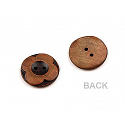 Wooden Bloom Button 40', brown natural, 10 pc.