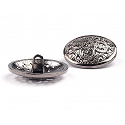 Metal Button size 40', silver, 5 pc.