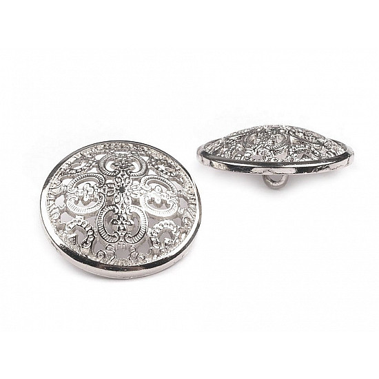 Metal Button size 40, silver, 5 pc.