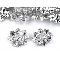 Button / Decoration Cut Flower, 15,2 mm, crystal, 10 pc.