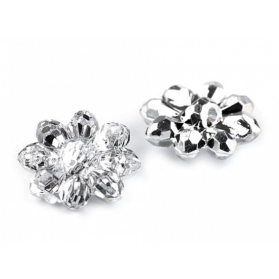 Button / Decoration Cut Flower, 15,2 mm, crystal, 10 pc.