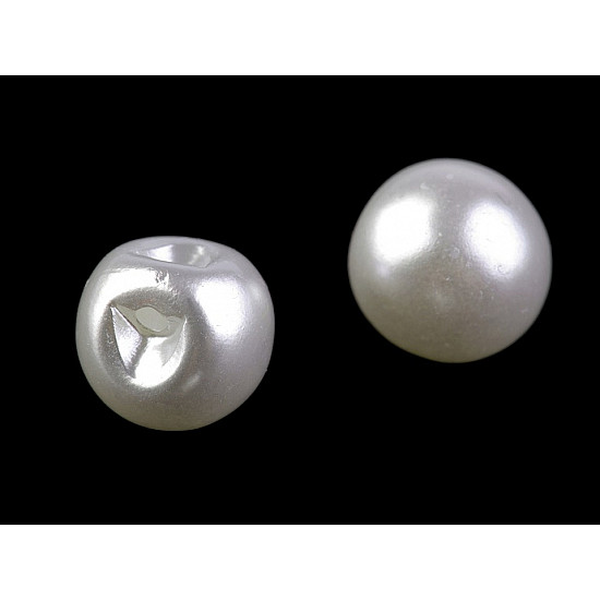 Sew-on Faux Pearl Bead / Button Ø14 mm, pearl, 10 pc.