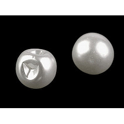 Sew-on Faux Pearl Bead / Button Ø12 mm, pearl, 10 pc.