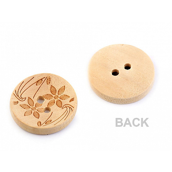 Wooden Button size 32 Flowers, ivory, 50 pc.