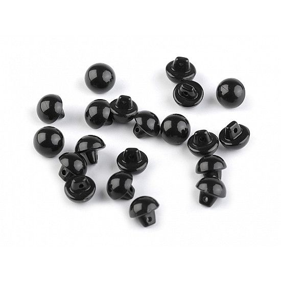 Black Dome Buttons Eyes 15, black, 20 pc.