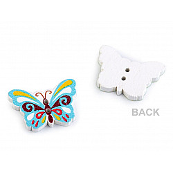 Wooden Decorative Button Butterfly, mix, 50 pc.