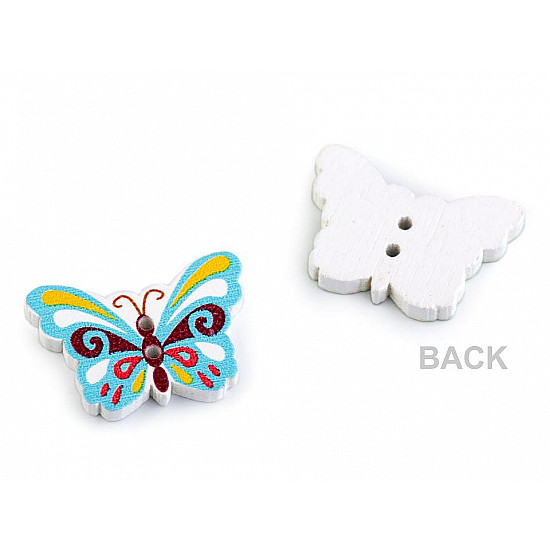 Wooden Decorative Button Butterfly, mix, 50 pc.